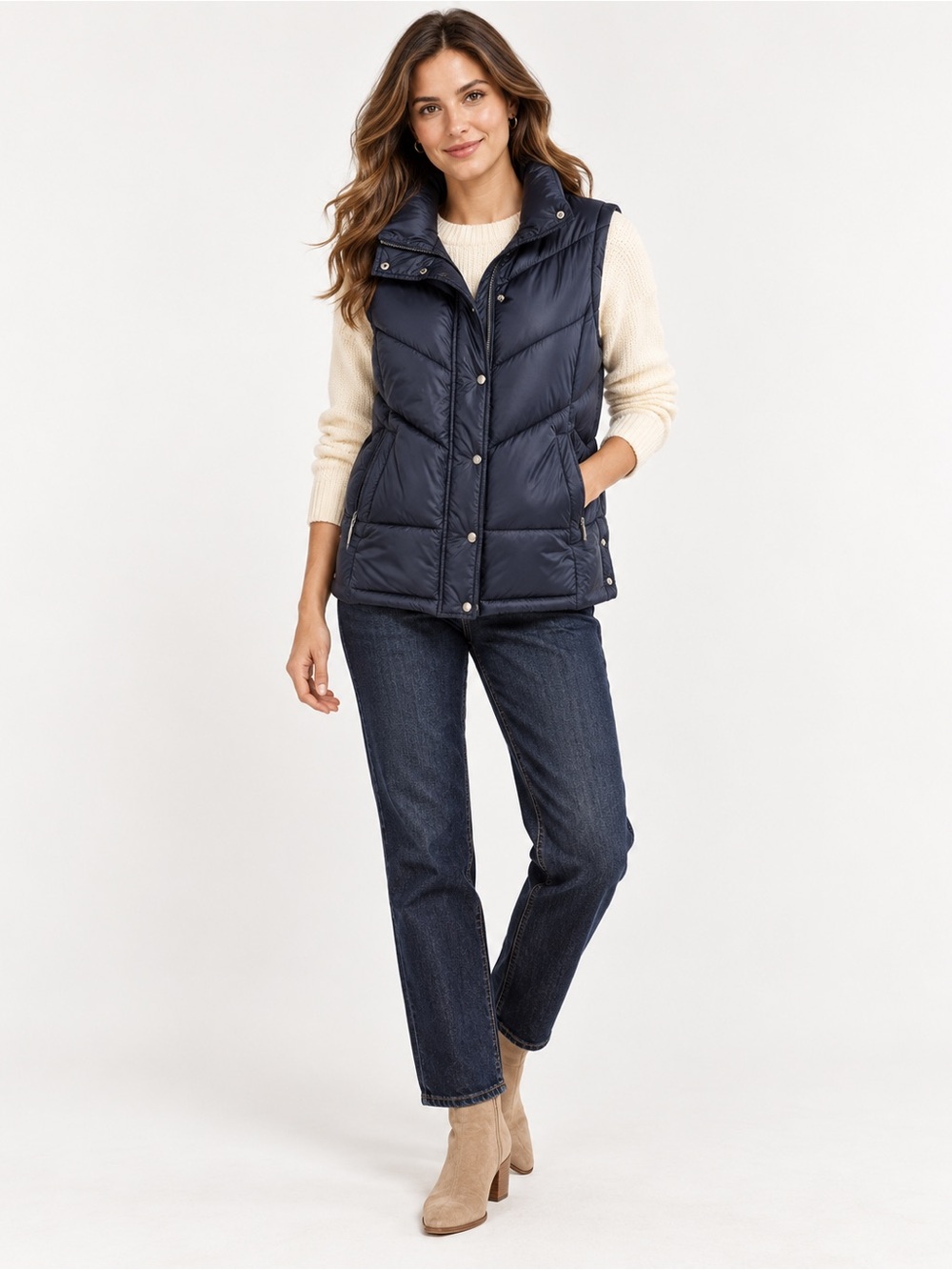Weatherproof Black Chevron Sherpa Lined Puffer Vest S